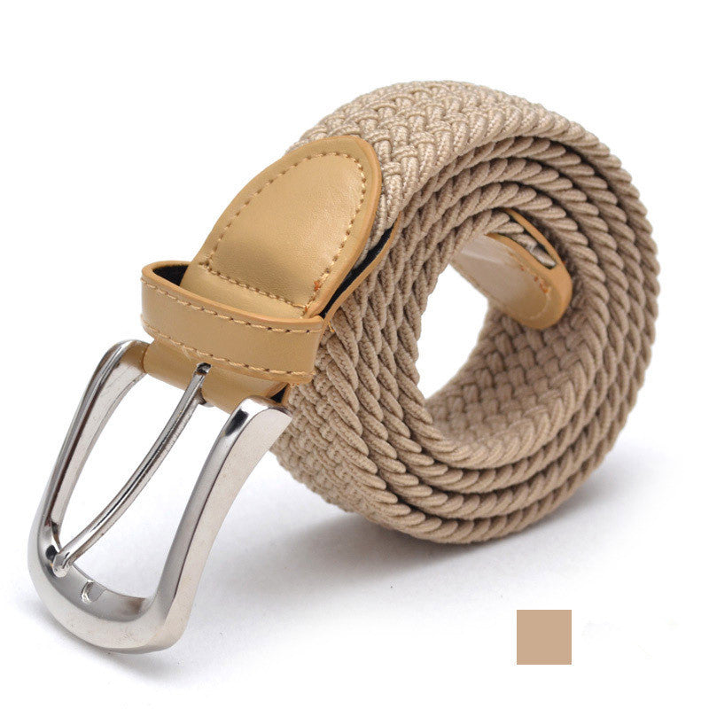 Unisex Braided Elasticated Stretch Canvas Student Belt - Flexible Comfort