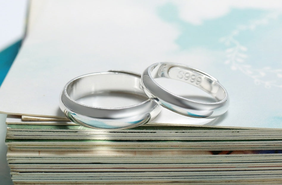 Bague brillante bague en argent simple pour hommes