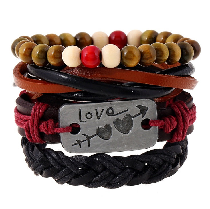 Moderiktiga pärlbesatta läderarmband och armband