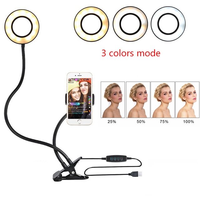 Anneau de selfie LED pour trépied, lumière fixe, 8cm, statique