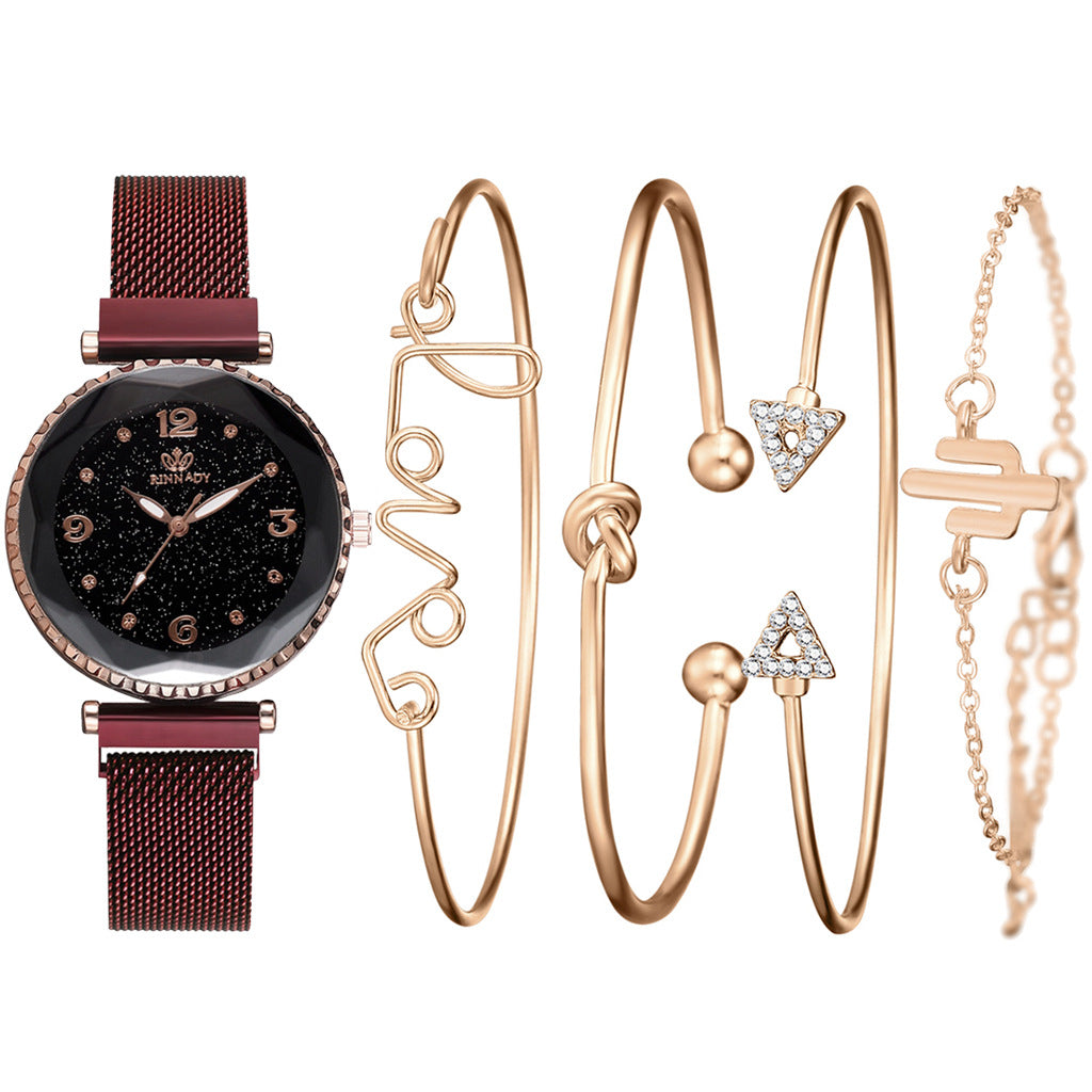 Montres ciel étoilé pour femmes, boucle magnétique, Bracelet à la mode, chiffres romains, horloge Simple, cadeau