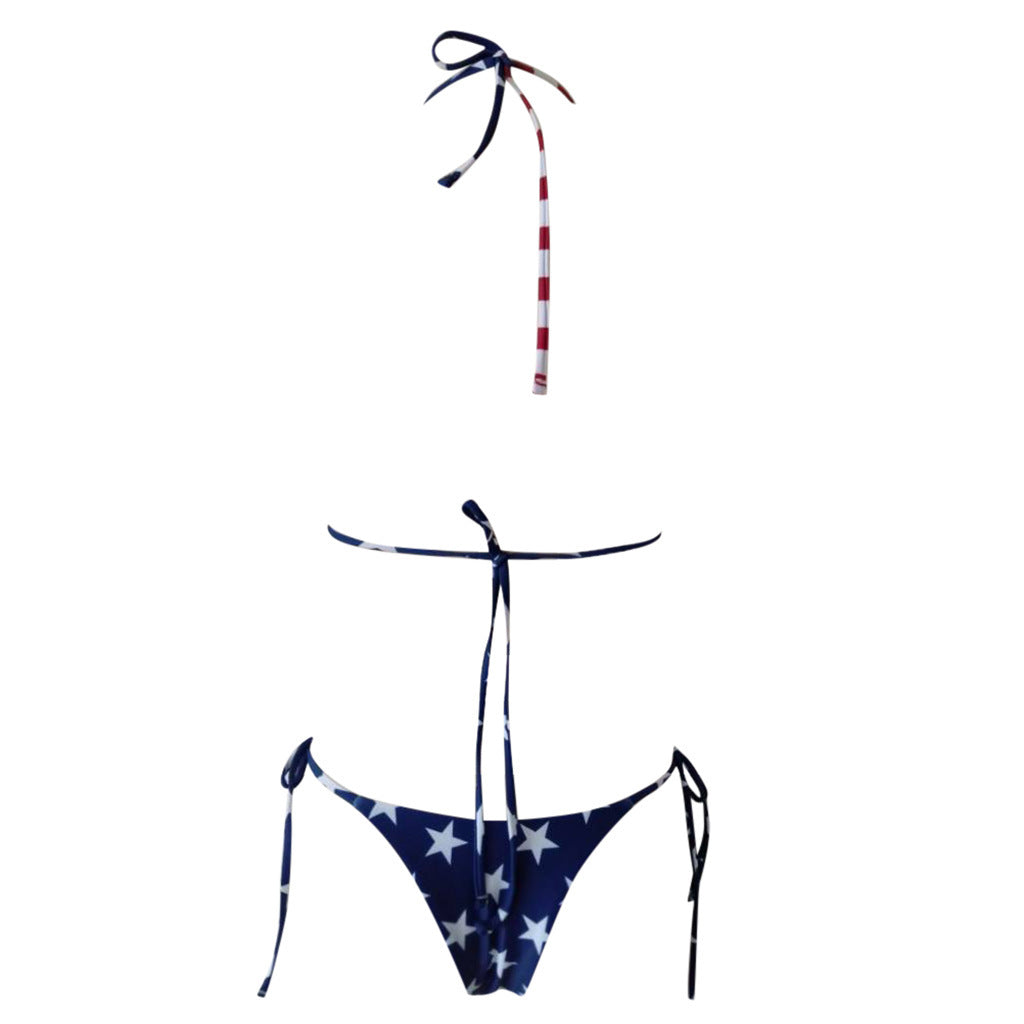 Mönstrad sexig bikini med delad split