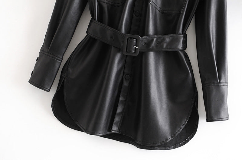 Medium And Long PU Leather Top - Versatile Chic High-Quality Luxurious Affordable Layering Piece