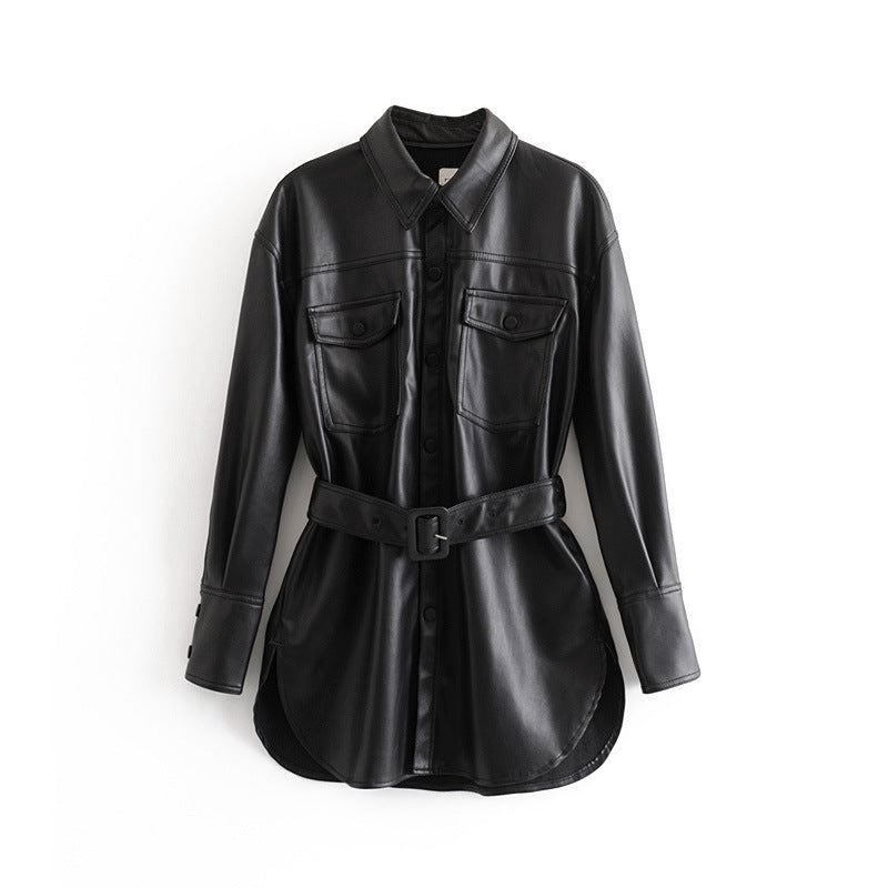 Medium And Long PU Leather Top - Versatile Chic High-Quality Luxurious Affordable Layering Piece