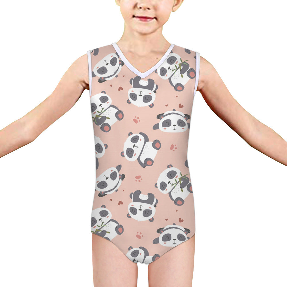 Panda Baddräkt Medium Och Stor Liten Flicka Sommar Baddräkt Triangel Baddräkt