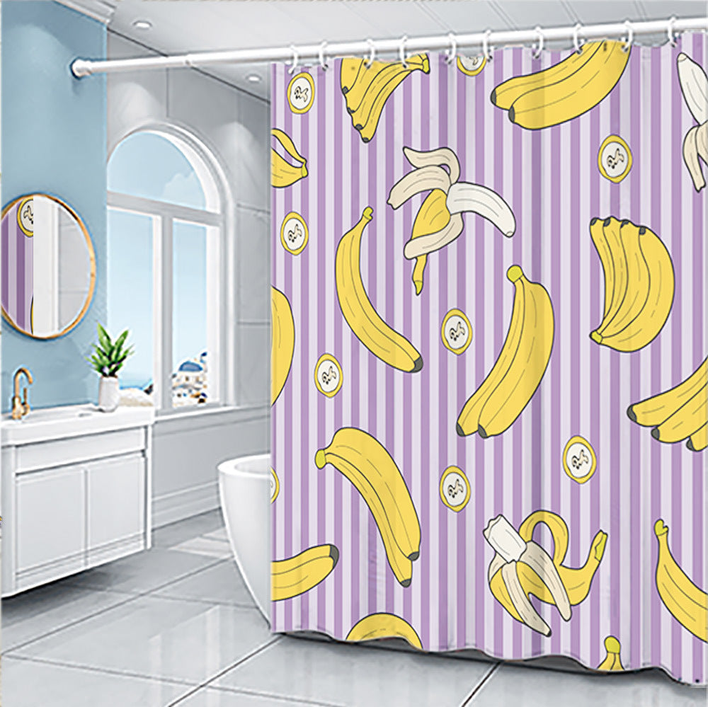 Ensemble de rideau de douche série fruits de dessin animé