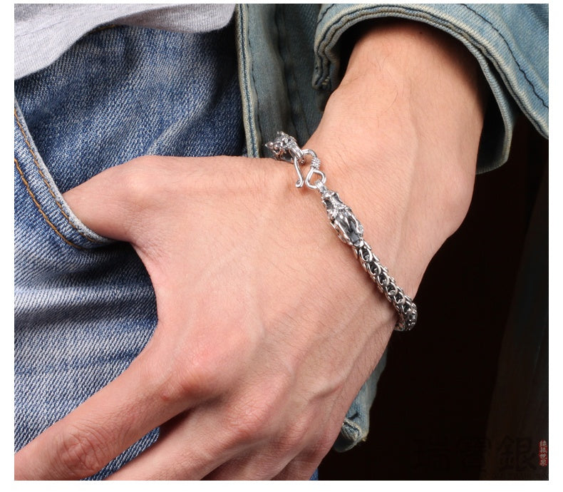 S925 silver djärvt dominerande armband för mäns kran