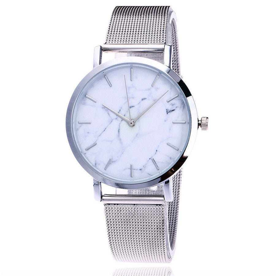 Vansvar Fashion Brand Silver And Gold Mesh Band Creative Marble Wristwatch Casual Women Quartz Watches Gift Relogio Feminino - Elegant Stylish Functional Unique Sophisticated Must-Have