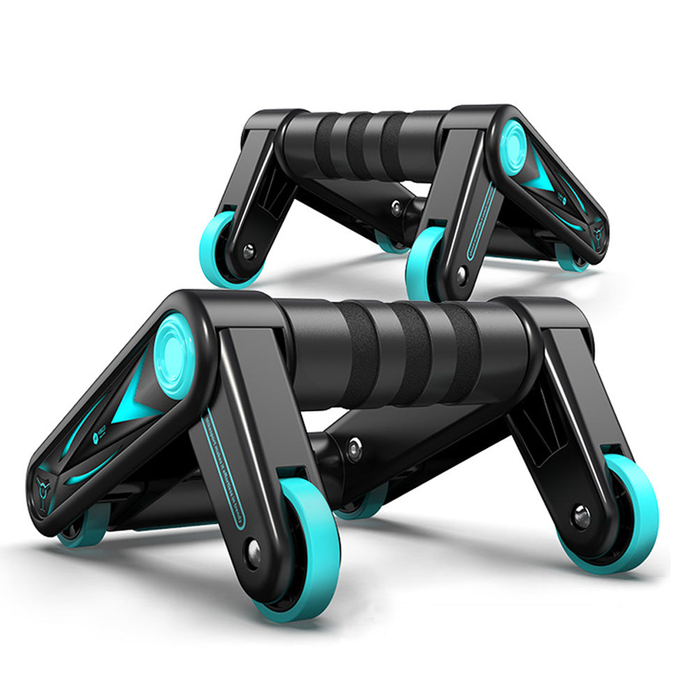 Professional NENGNAI Abdominal Muscle Wheel - PP/NBR/TPR/Metal (Black + Lake Blue, Dual Purpose Foldable)