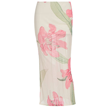 Holiday Fashion: Women's Printed Mesh Sheath Skirt - Vacation Style Mid-Length