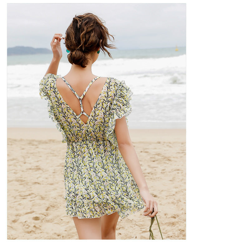 Chiffon blouse boxer hot spring bathing suit