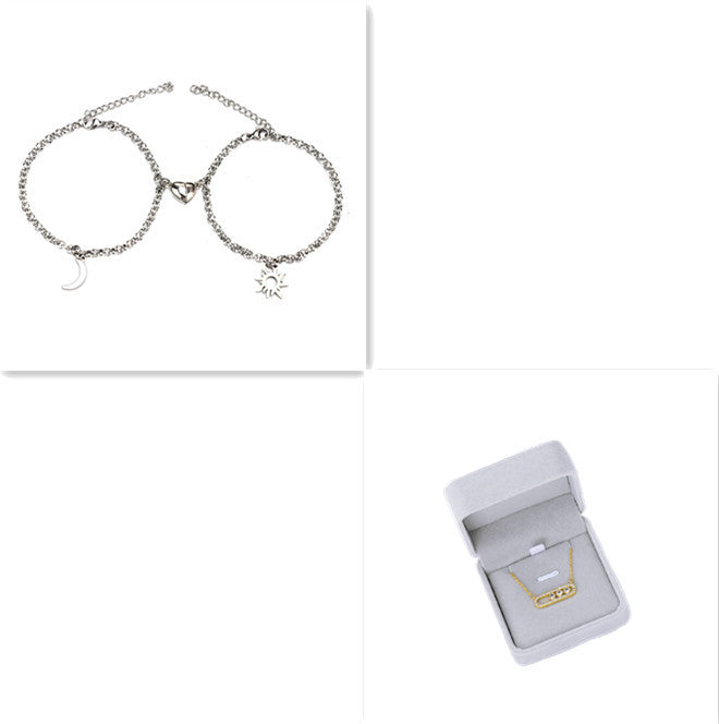 Stainless Steel Sun and Moon Bracelet Creative Six Heart Magnet Attract