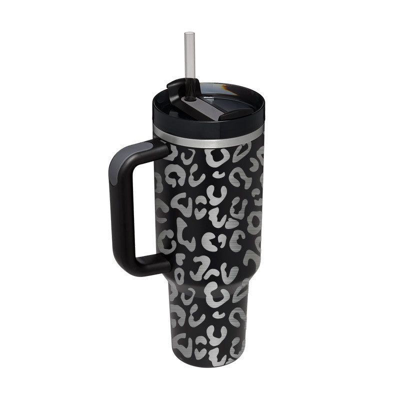 Alla hjärtans dag present termisk mugg 40 oz halm kaffe isoleringskopp med handtag Bärbar bil rostfritt stål vattenflaska stor kapacitet Resa BPA fri termisk mugg