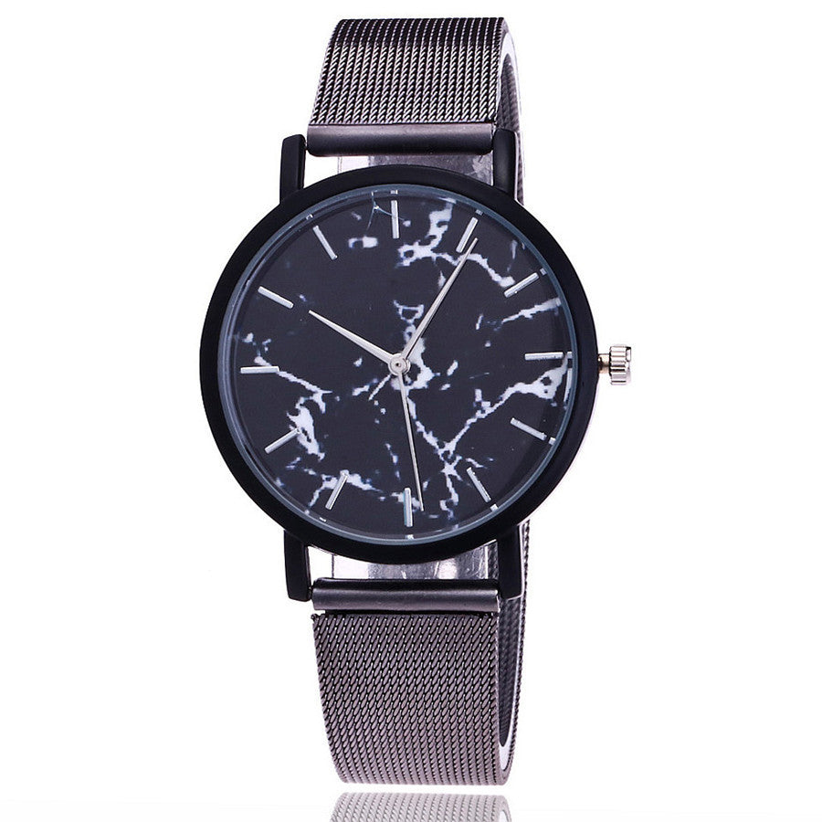 Vansvar Fashion Brand Silver And Gold Mesh Band Creative Marble Wristwatch Casual Women Quartz Watches Gift Relogio Feminino - Elegant Stylish Functional Unique Sophisticated Must-Have