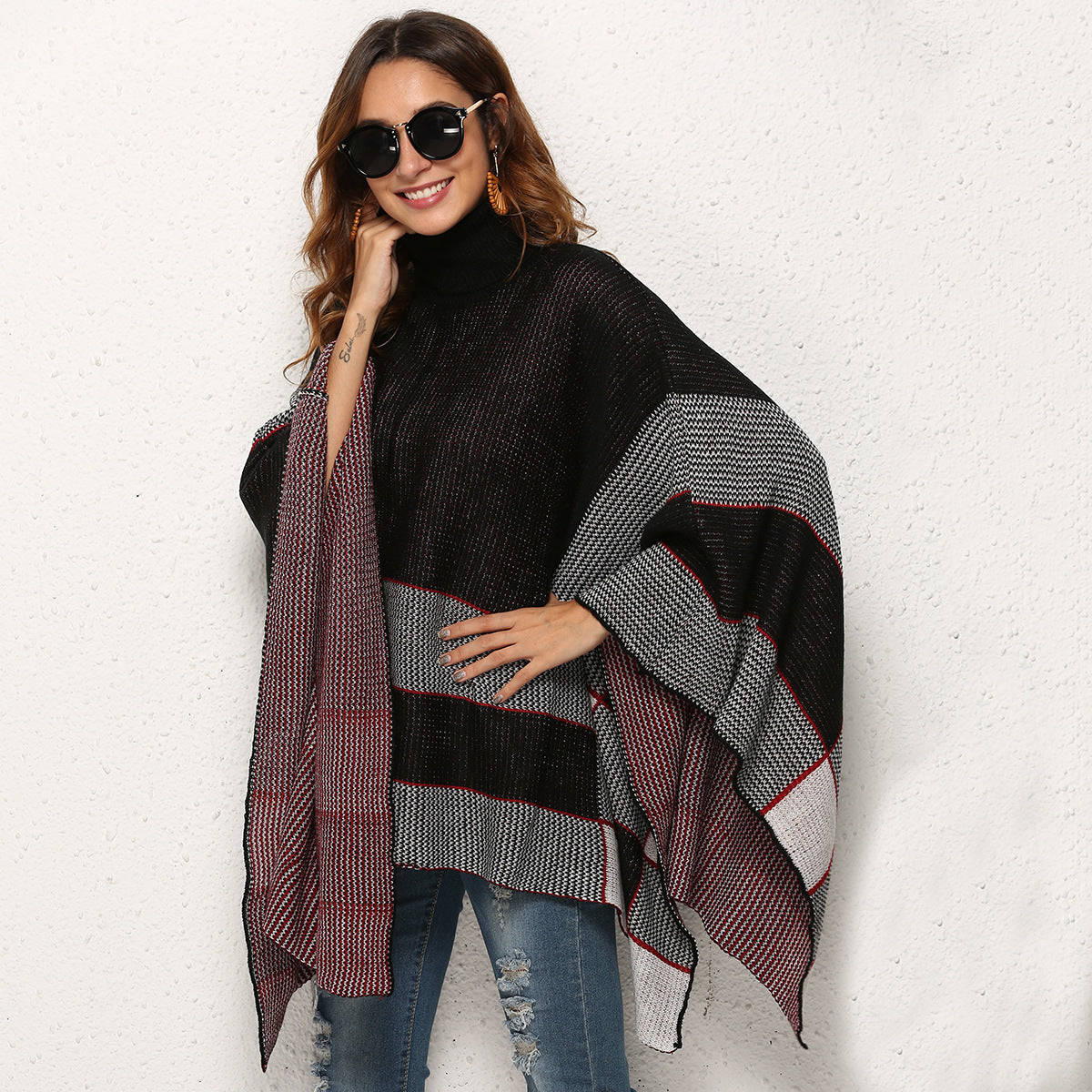 Stylish Cape Turtleneck Sweater - Warmth and Style Combined