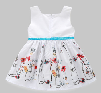 Little Girl White Floral Butterfly Skirt Baby Dress Princess