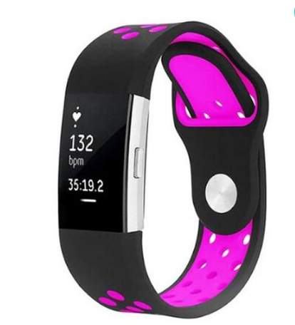 Fitbit Strap Charge2 Bracelet en silicone à trou rond monochrome
