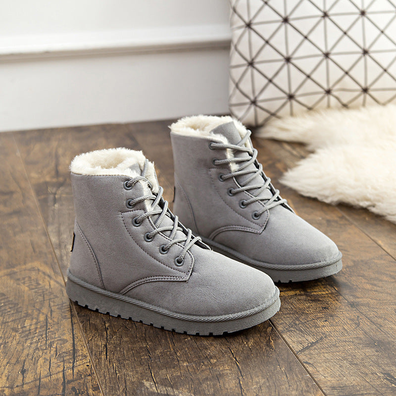 Warm Women's Snow Boots - Winter Ankle Shoes with Plush Insole