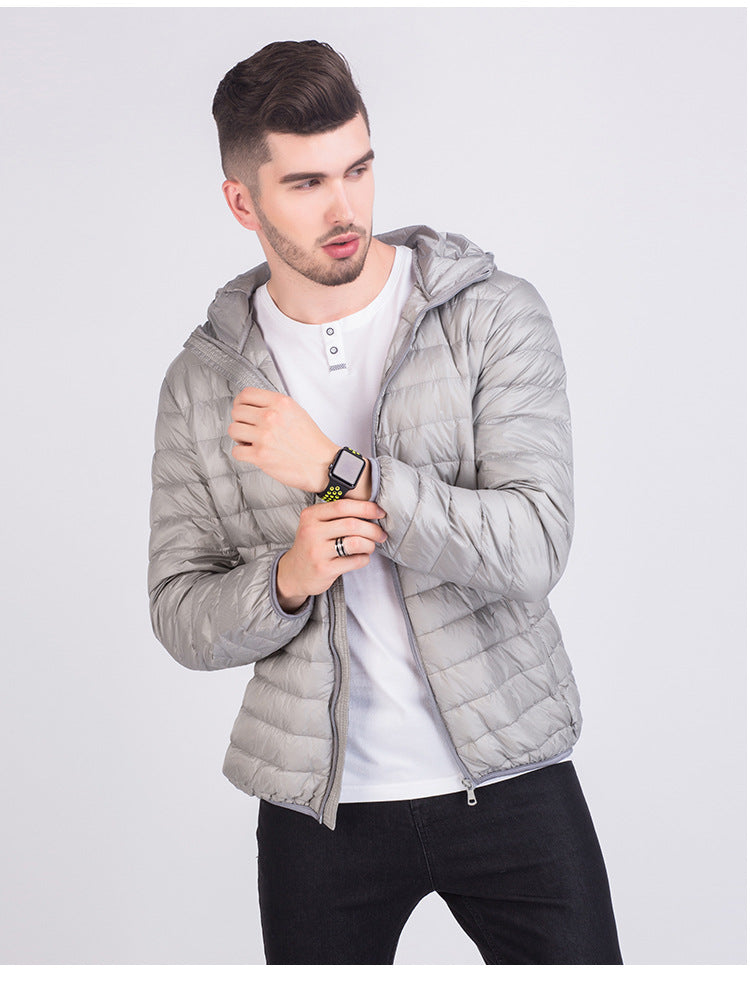 Doudoune légère pour hommes avec chapeau, version coréenne