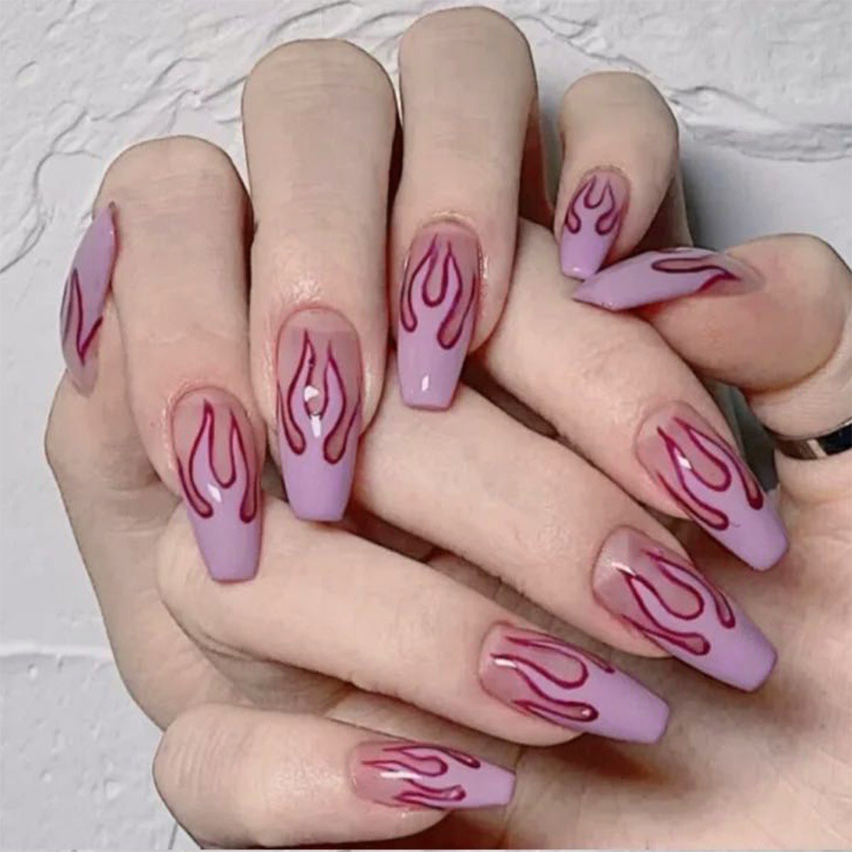 Professional Soft Plastic Nails - 18g 24 Pieces Blue Purple Pink | Wearing Finished False Nails