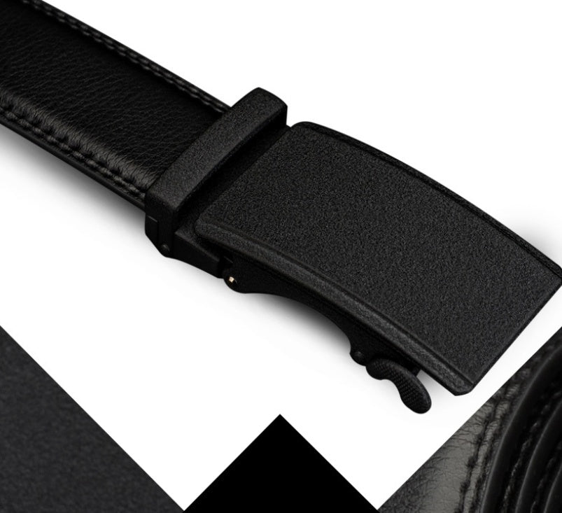 Men's Automatic Buckle Two-Layer Cowhide Belt - Reinforced Security