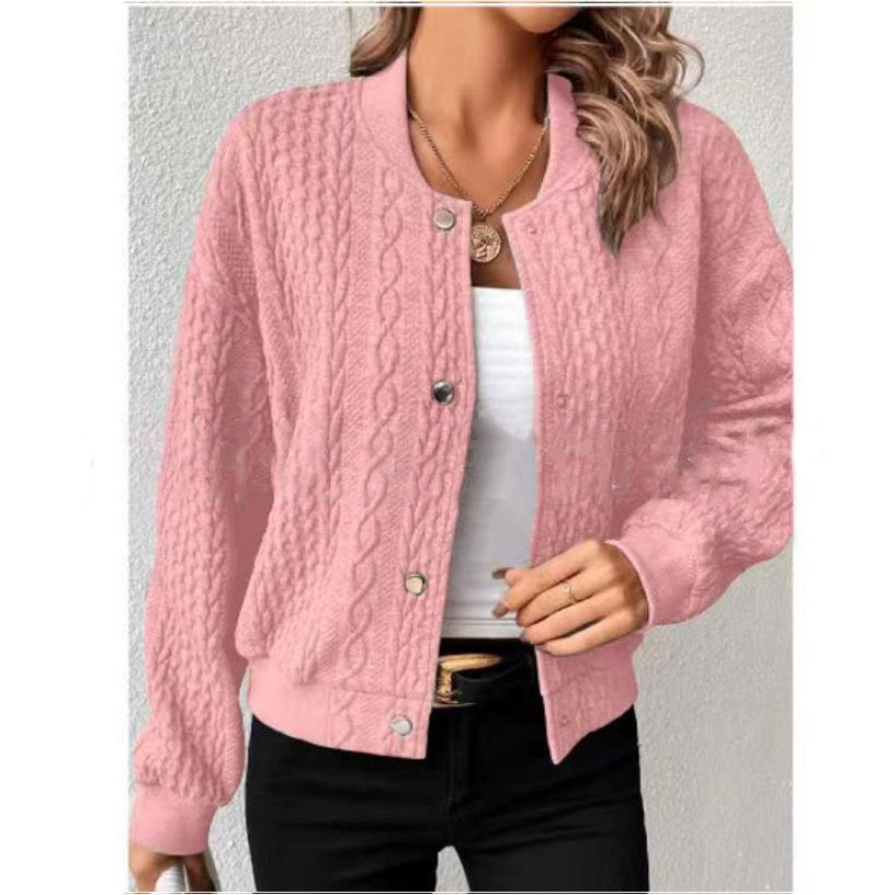 Women's Baseball Uniform Jacket Coat - Solid Color Polyester Casual Female Style