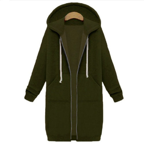 Sweat à capuche long hiver tröja kvinnors jacka et long tjock skjorta