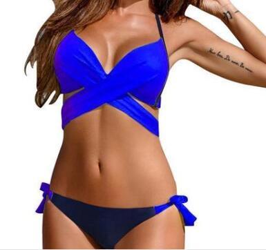 Professional Variety Cross-Band Bikini Two-Piece Swimsuit - Polyester Steel Support (8 Colors, S-XL, European American)