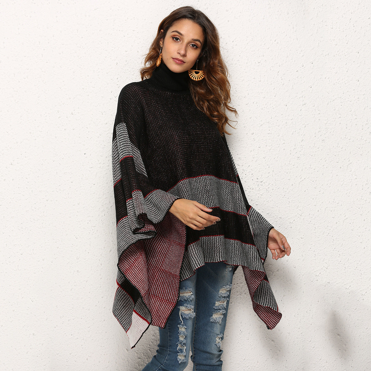 Stylish Cape Turtleneck Sweater - Warmth and Style Combined