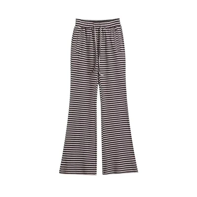 Pantalon cloche à rayures de couleur contrastée