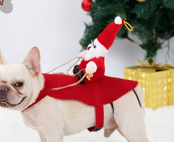 Vêtements de Noël pour chien Père Noël chevauchant un cerf