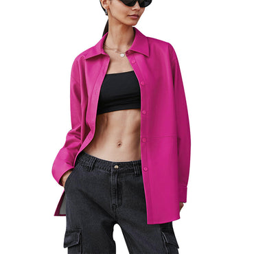 Fashion Long Sleeve Women's PU Shirt Leather Coat - Chic Durable High-Quality Luxurious Affordable