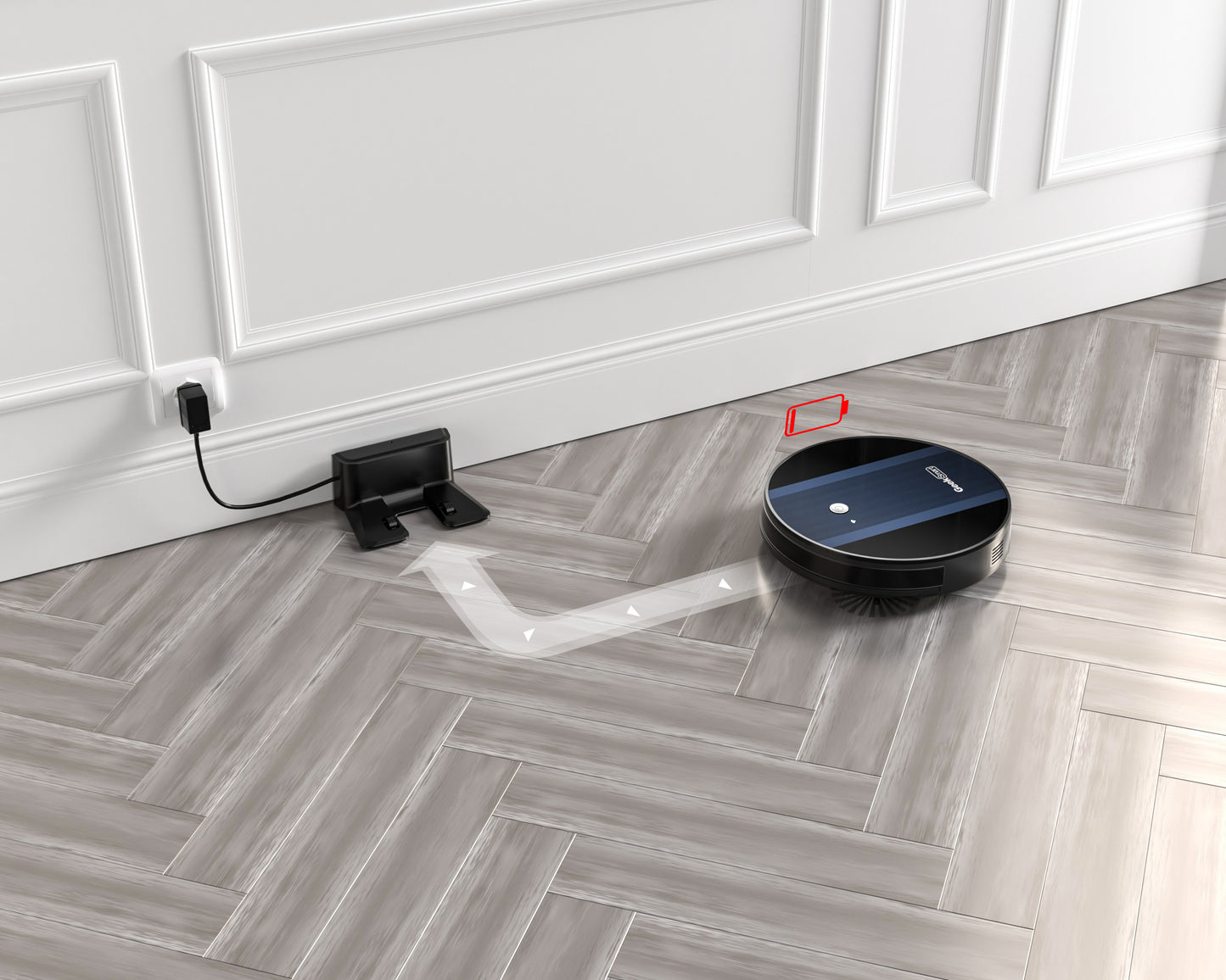 Geek Smart robotdammsugare G6 Plus, ultratunn, 1800Pa stark sugkraft, automatisk självladdning, Wi-Fi-anslutning, appkontroll, anpassad rengöring, utmärkt för hårda golv till mattor