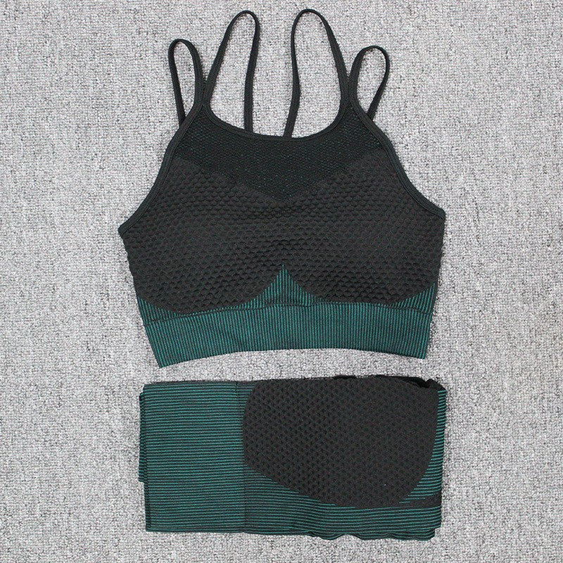 Ensemble de vêtements de Yoga Fitness à séchage rapide, sans couture, ajustés aux hanches et à l'abdomen