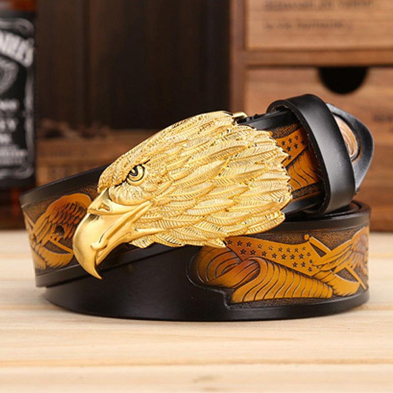 Men's Fashion Cowhide Eagle Head Leisure Belt - Majestic Power