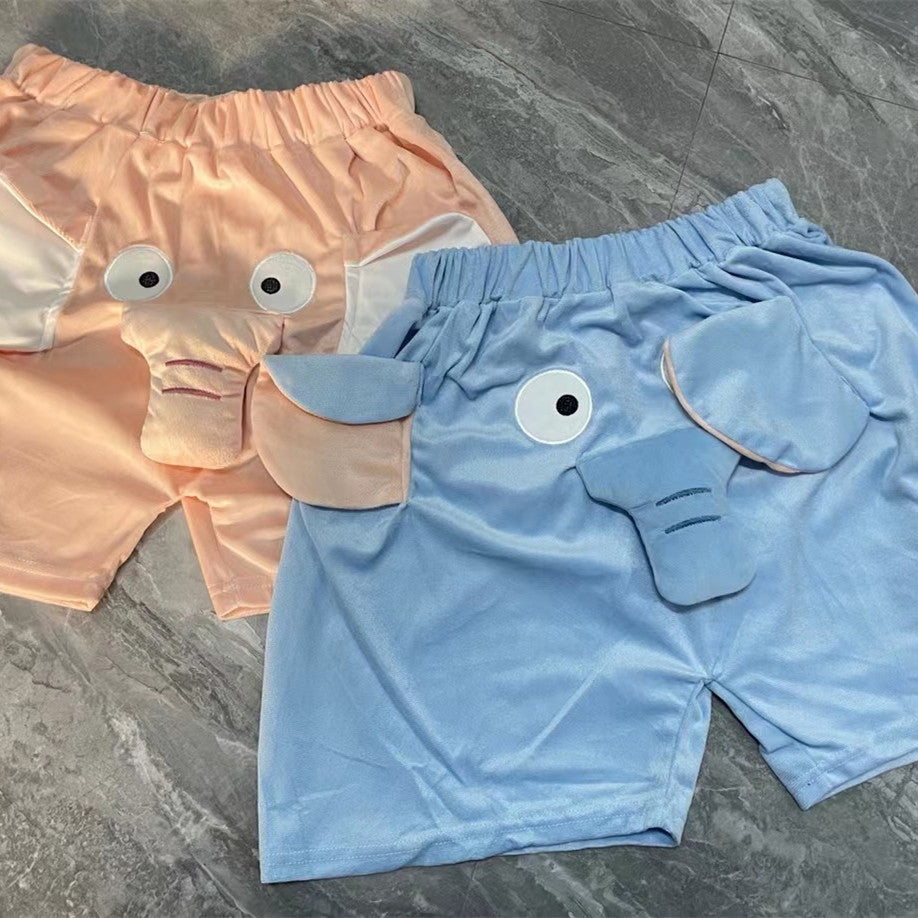 Lovely Elephant Casual Shorts Sommar Hemma Män och kvinnor Andas Roliga Bekvämt Par Nytt mönster korta byxor