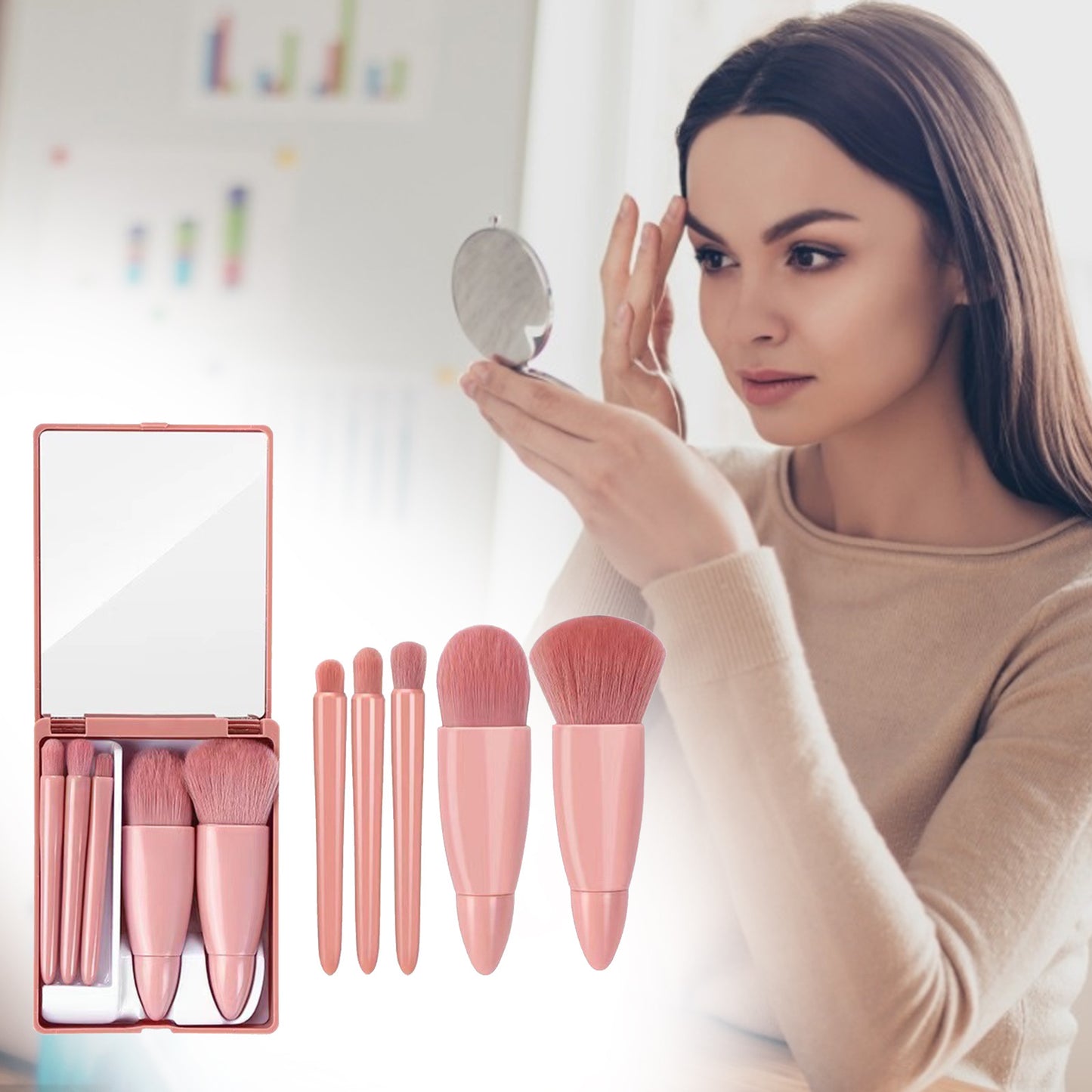 5 st sminkborstar verktygssats kosmetisk pulver ögonskugga foundation rouge blandning make up borste