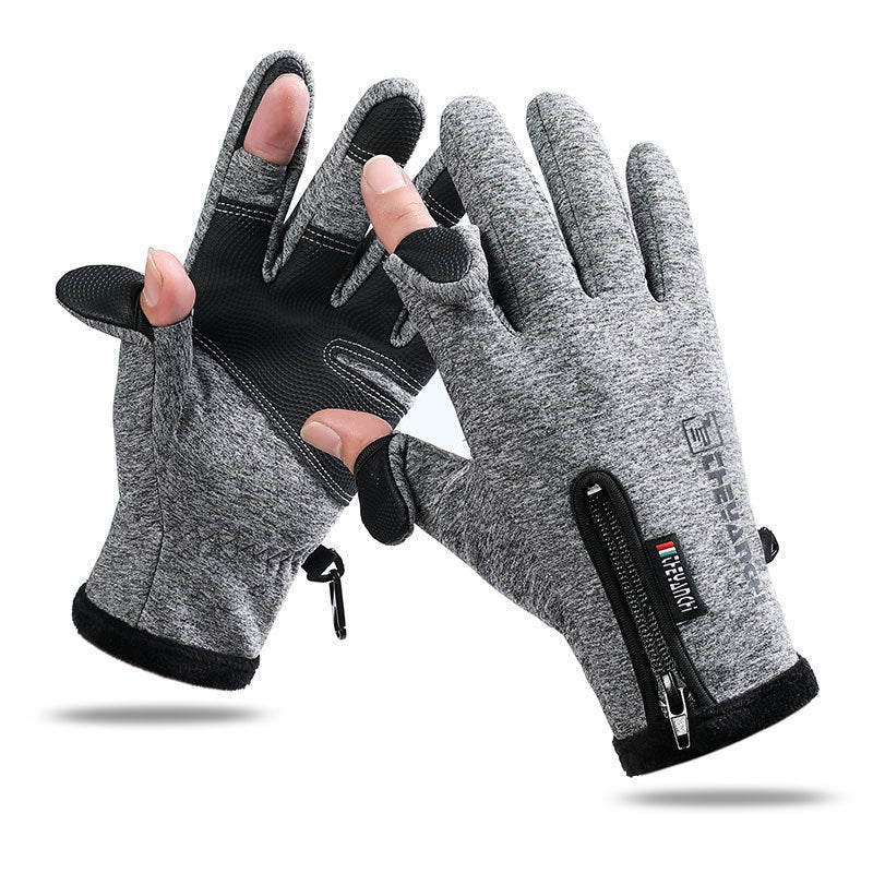 Handskar med öppna fingrar, pekskärm, unisex, vattentäta, vindtäta, varma vinterhandskar, för cykling, fiske, skidåkning