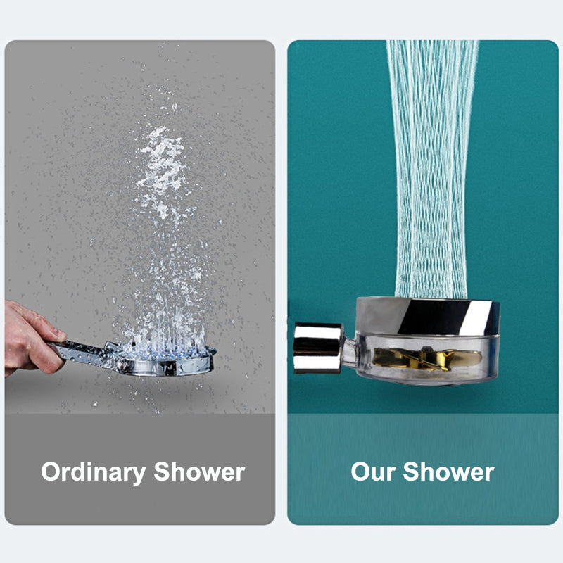 Pommeau de douche à hélice avec bouton d'arrêt et filtre en coton, buse de douche à main haute pression turbocompressée