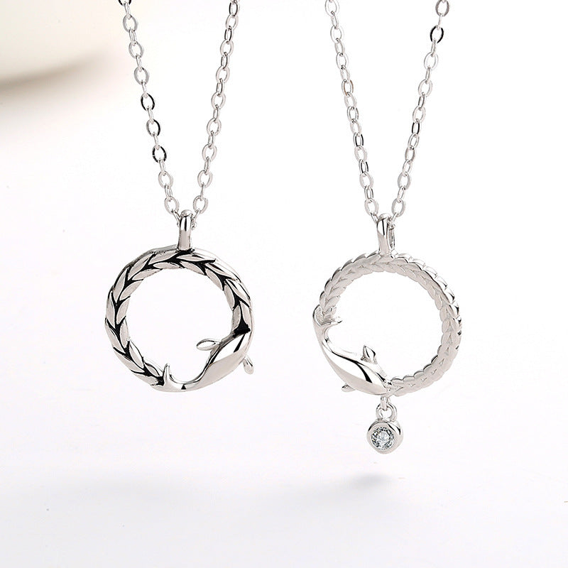 Sterling Silver Fish Couple Necklace - Matching Pair Jewelry