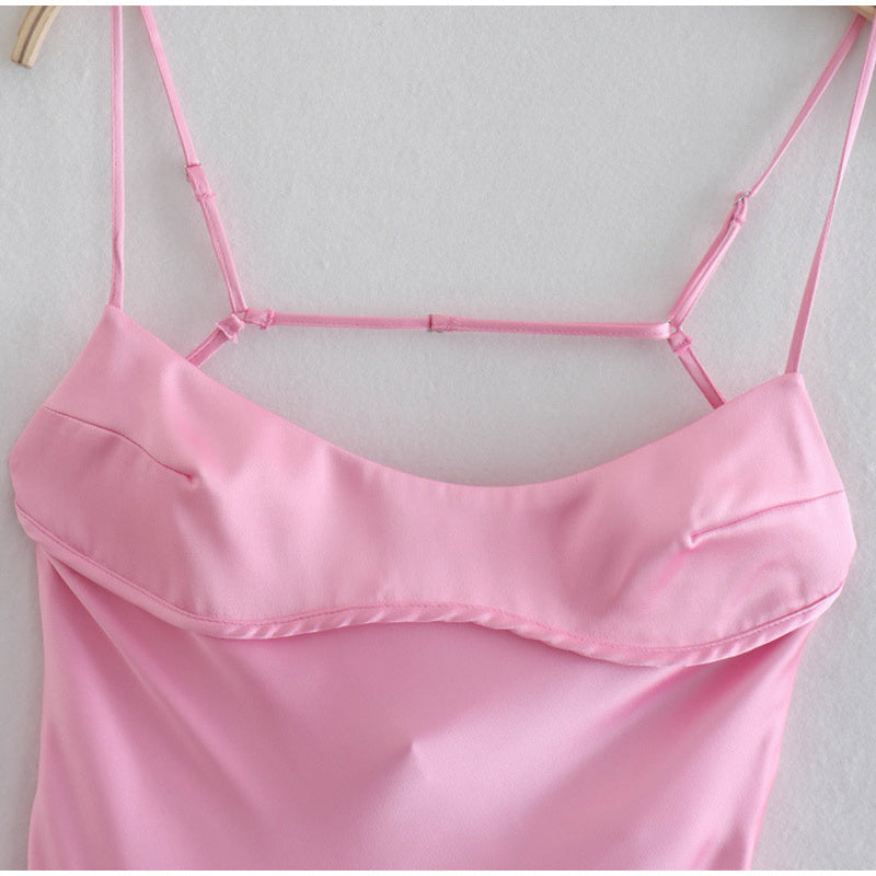 Femmes Camis Satin longues robes élégantes sans manches Slip robes de fête de vacances Sexy décontracté dos nu robes d'été