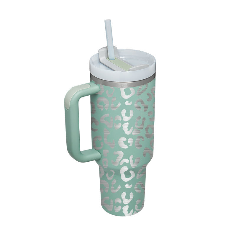 Alla hjärtans dag present termisk mugg 40 oz halm kaffe isoleringskopp med handtag Bärbar bil rostfritt stål vattenflaska stor kapacitet Resa BPA fri termisk mugg