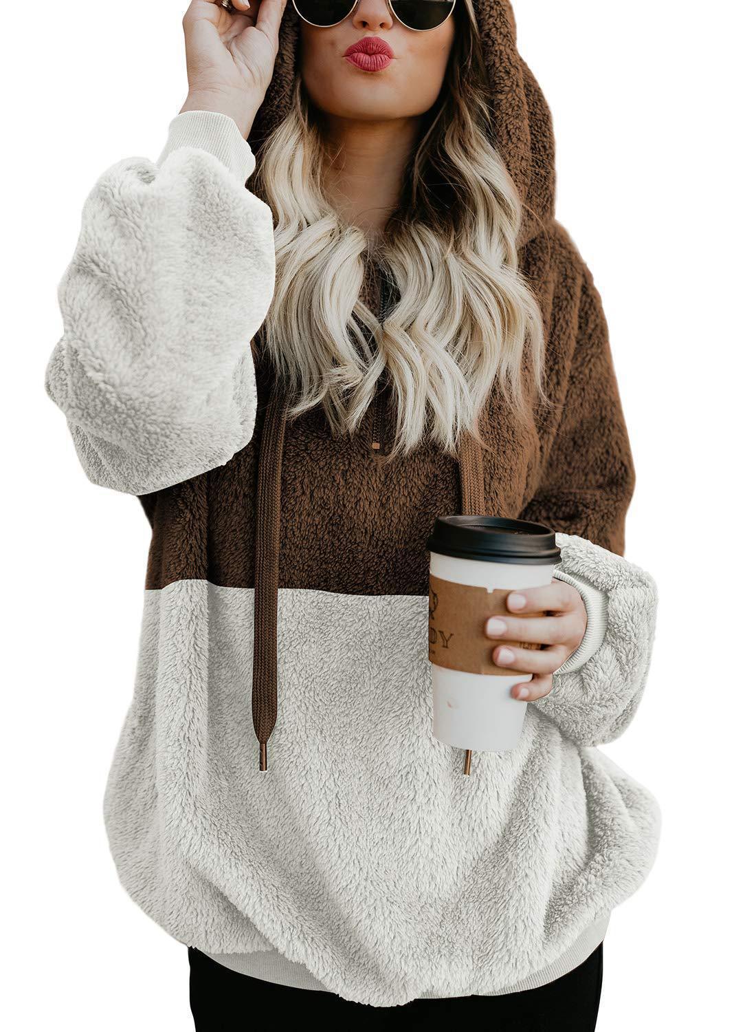 Veste pull décontractée à col rond et capuche avec coutures en corde pour femme
