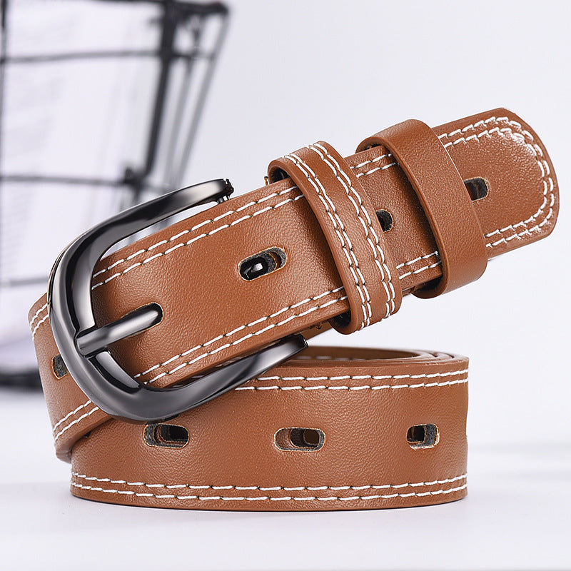 Unisex Young Students Hollow Out Thin Belts Korean Denim - Youth Style