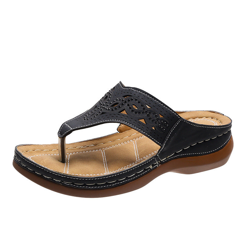 Women's Rhinestone Clip Toe Wedge Sandals