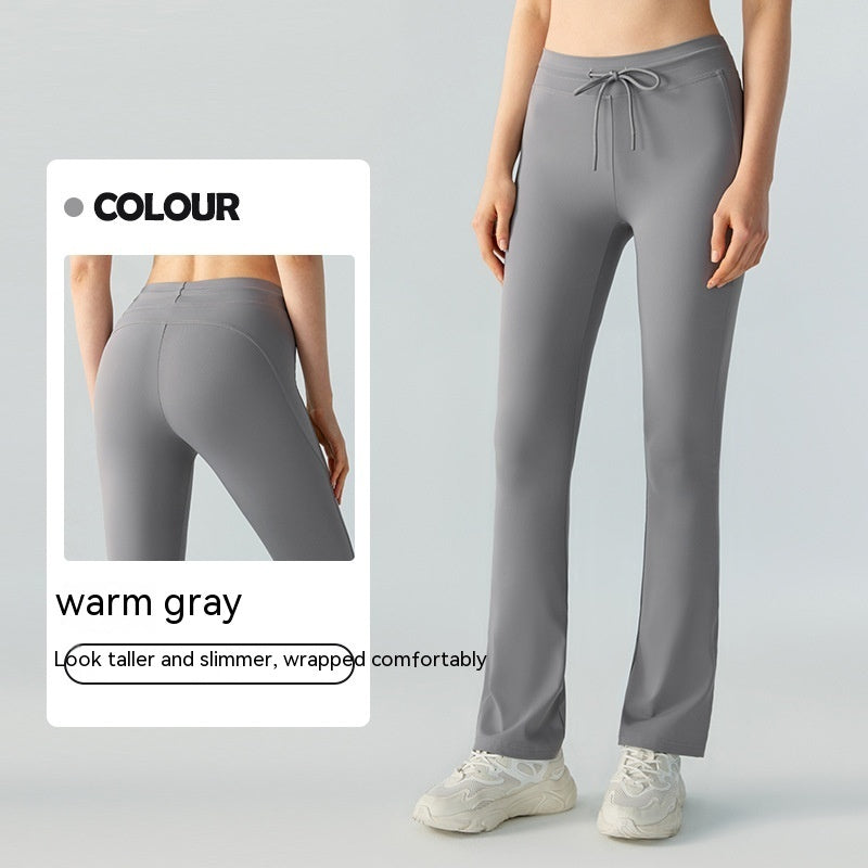 Waist Slimming And Hip Lifting Casual Yoga Pants Bilateral Pocket Yoga Bell-bottom Pants - Dual Enhancement