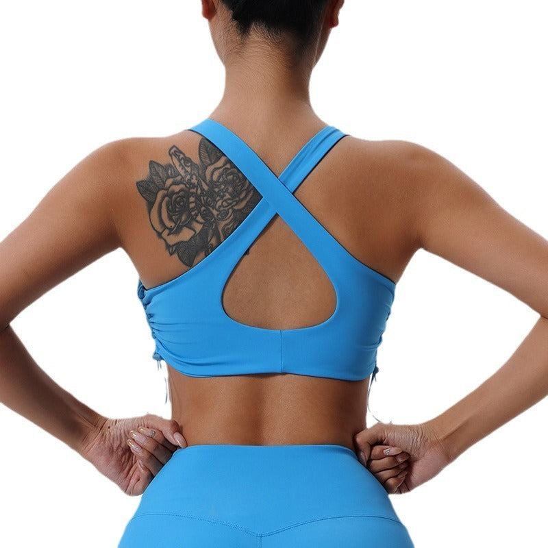 High Strength Sports Shockproof Yoga Vest Running Training Drawstring Workout Bra Women
