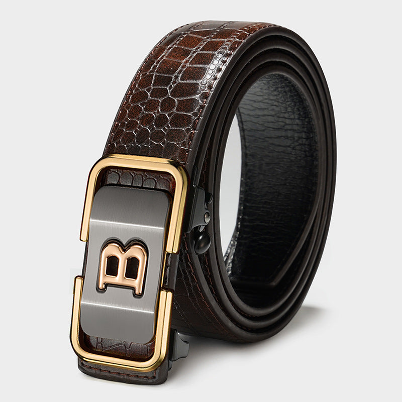 Automatic Buckle Genuine Leather Belt for Middle-Aged and Young People - Universal Appeal