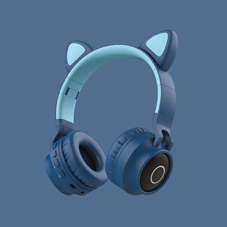 LED-ljus Cat Ear-hörlurar Trådlösa Bluetooth 5.0 Headset Bärbara hopfällbara barnhörlurar med mikrofon Bästa presenten