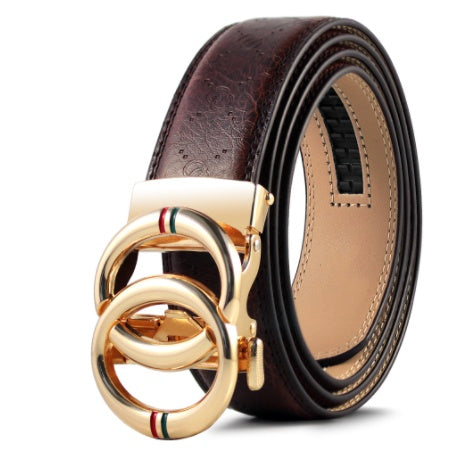 Men's Automatic Alloy Buckle Cowhide Belt - Effortless Strength
